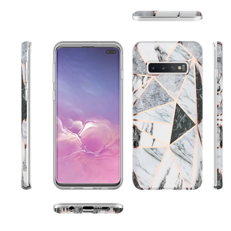 Мягкий мраморный чехол GrandEver 2 в 1 для samsung Galaxy S10 Plus противоударный полный защитный
