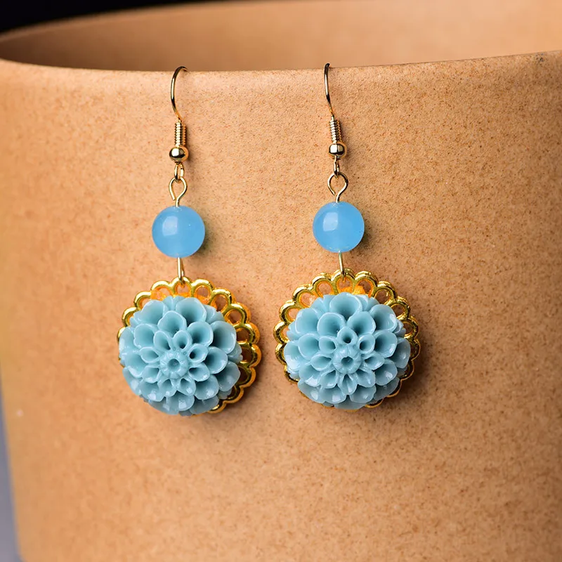 Модная одежда в китайском этническом стиле Стиль Ретро ювелирные изделия Серьга