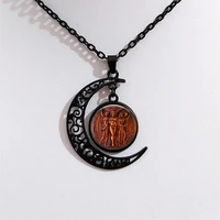 fashion black crescent necklace triple moon witch mysterious gothic ancient greek goddess necklace witchcraft pagan jewelry
