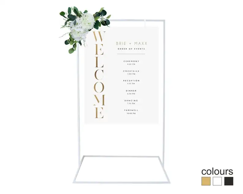 

Подставка для свадебных знаков 5 'x 3', подставка для приветствия, мероприятия, вечевечерние НКИ, вздоха, белая, золотая, черная, цветная подста...