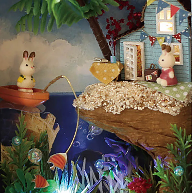 

1 set Theatre Tin Box DIY 3D Doll House Kit Cute For kids Wood, Fabric 14*8*2.7cm