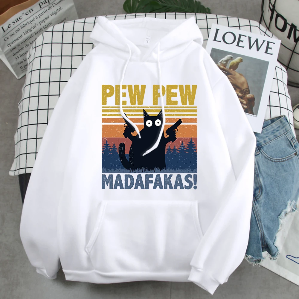

Мужской пуловер Pew Madafakas, черная толстовка с мультяшным принтом кота, винтажная толстовка с капюшоном в стиле хип-хоп на осень 2019