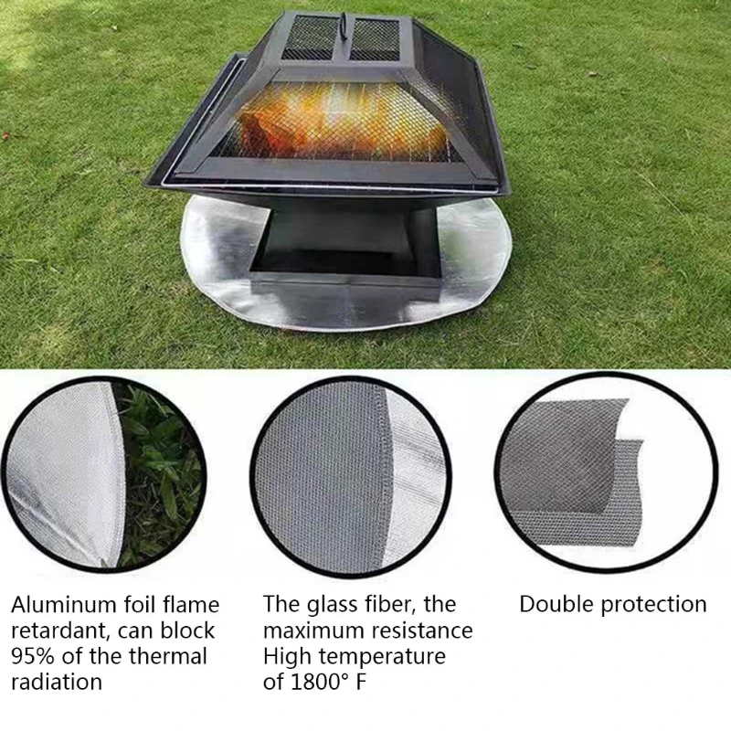 

39'' Round Fire Pit Mat Outdoor Patio Fireproof Mats Under Grill Pad Deck Protector Heat Insulation Pad for Picnic W3JC