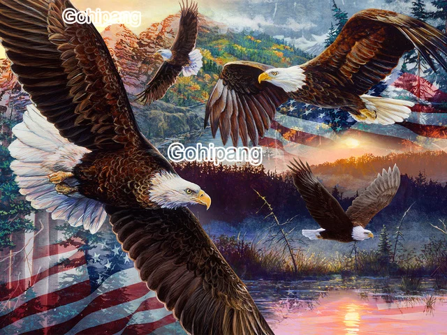 

Diamond Embroidery Eagles In Fairy Colorful Sky Full Drill 5D DIY Rhinestones Square or Round Diamond for Home Rooms Decoration