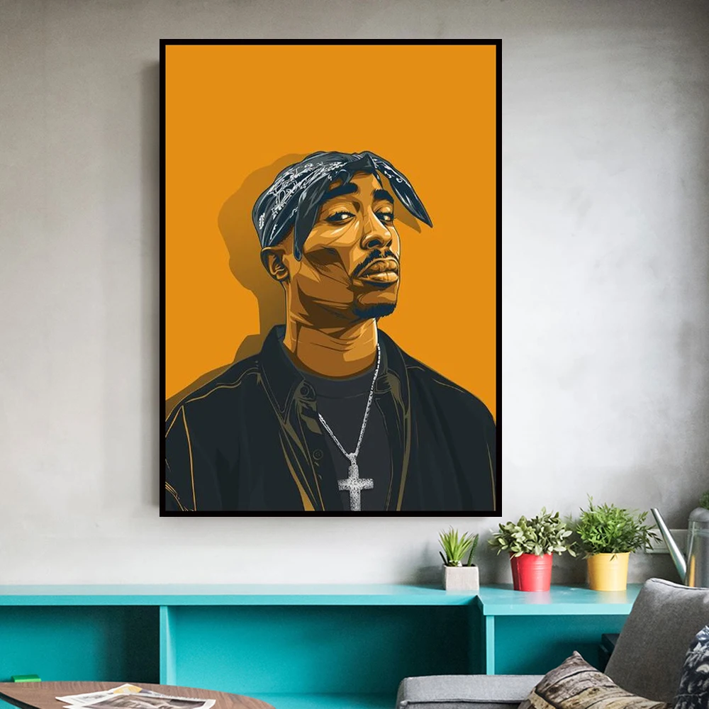 

Для телефона с изображением Тупака Современные художественные плакаты и принты портрет Куадрос холст картины Гостиная Искусство украшени...