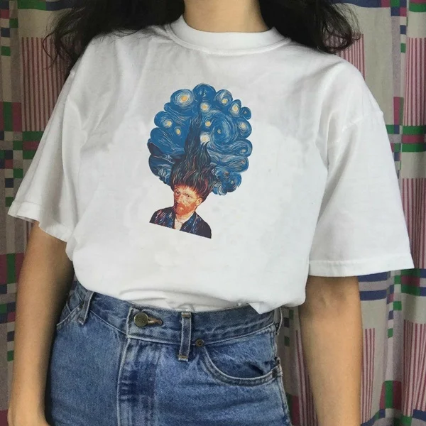 

Unisex Van Gogh Hair Starry Night T-Shirt Grunge Aesthetic Cute Funny Tee