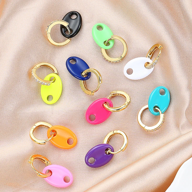 

Earrings 2021 Trend New Korean Pig Nose Colorful Enamel Glaze Stud Earrings For Women Beautiful Personalized Jewelry Earrings