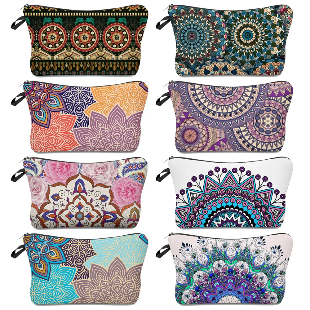 

Makeup Bag Mandala Flowers 12 Kinds Pattern 2021 New Fashion Cosmetic Multiple Color Multifunction Waterproof Women Girls Style