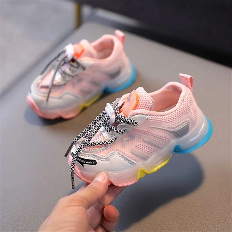 

2021 Autumn Chidren Shoes Boys Girls Sport Shoes Fashion Breathable Mesh Baby Sneakers Soft Non-slip Casual Kids Shoes