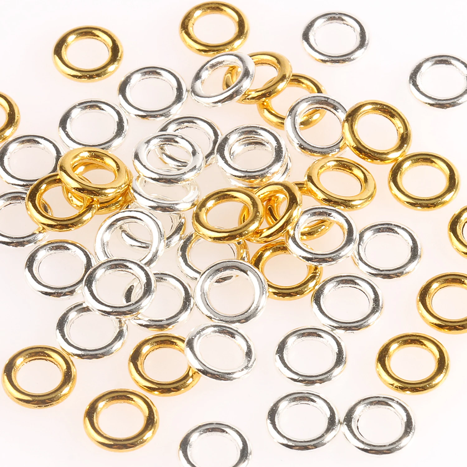 50pcs 8x2mm Metal Closed Jump Rings Alloy Circle Hoops Connectors Spacer Beads For Jewelry Making DIY Bracelet Earrings Supplies