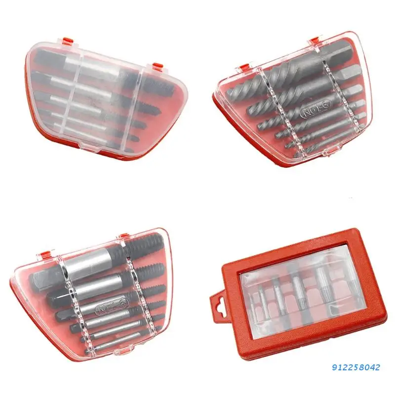 

5/6/8pcs Screw Extractor Easy Out Drill Bits Remover Set for Damaged Broken Bolt Faucet Water Pipe Tool for Damaged Screws Bolts