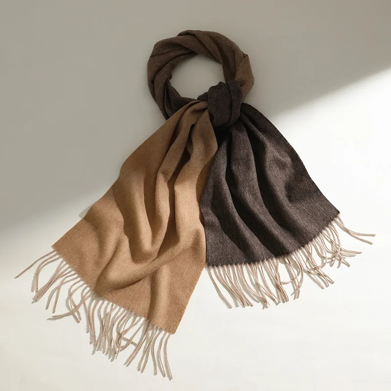 

Шарф, новинка 2021, шерстяной кашемировый шарф градиентного цвета, Женская осенне-зимняя шерстяная шаль, модный двусторонний головной платок