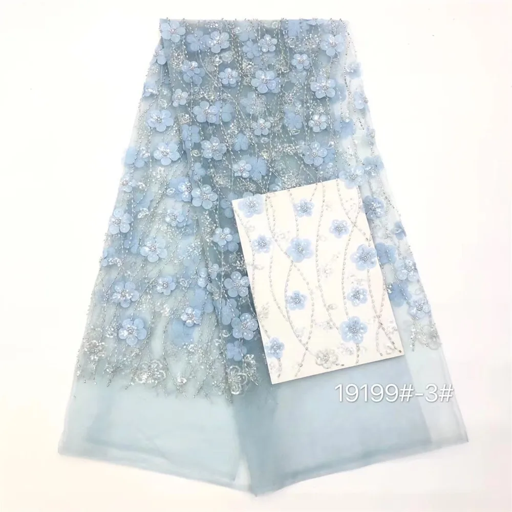 

Madison Nigerian Tulle Mesh Lace Fabric Luxury Handmade Beads Lace Fabrics African Beaded Lace Fabric for Wedding Party Dress