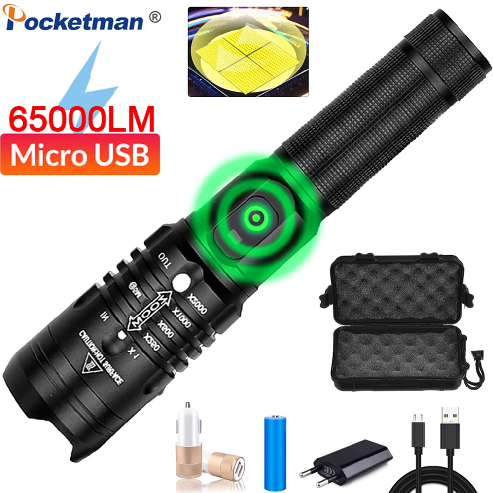 Ультраяркий светодиодный фонарик XHP50.2 Мощный USB Перезаряжаемый с фокусировкой