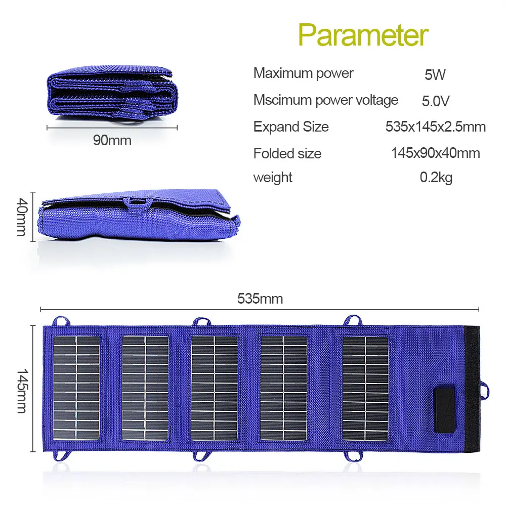 Folding 5W Solar Cells Charger 5V 1A USB Output Devices Portable Panels for Smartphones | Электроника