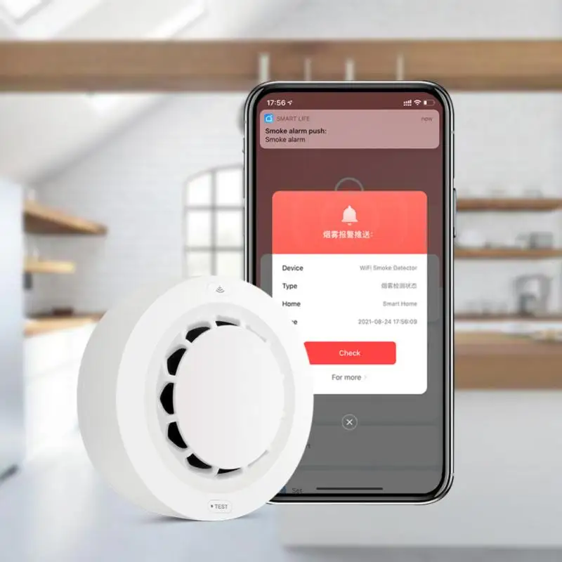 

Датчик дыма Tuya с Wi-Fi, 80 дБ/1 м