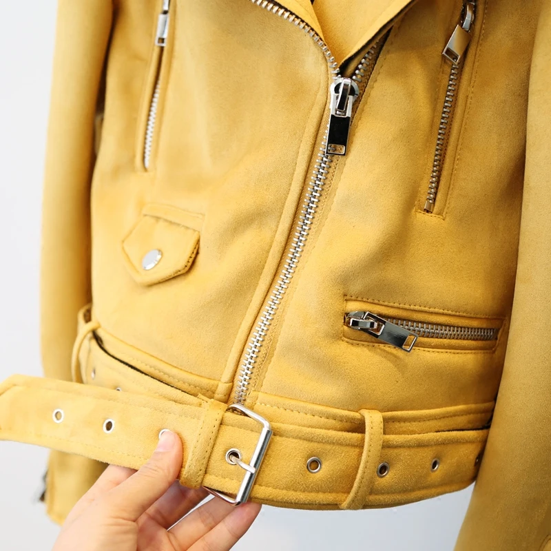 Куртка женская замшевая на молнии с поясом | Женская одежда