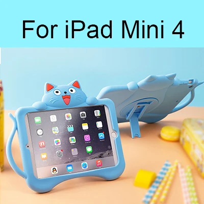 B for ipad mini4 Милый 360 Вращающийся детский чехол для iPad mini 4 Air 1 2 5 6 мягкий силиконовый резиновый чехол для планшета с рисунком кота для IPad 2, 3, 4 - Цвет: B for ipad mini4