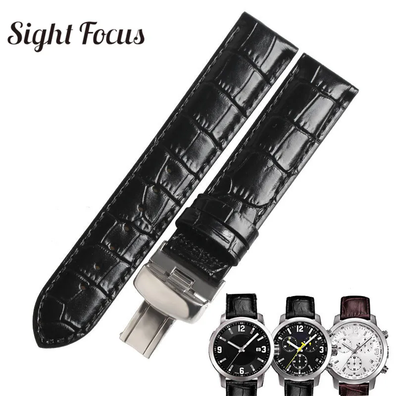 

23mm Calf Leather Watch Band sBracelet for PRC200 Straps T055 Watches Black Brown Calfskin Cowhide Leather Belts Masculino Mujer