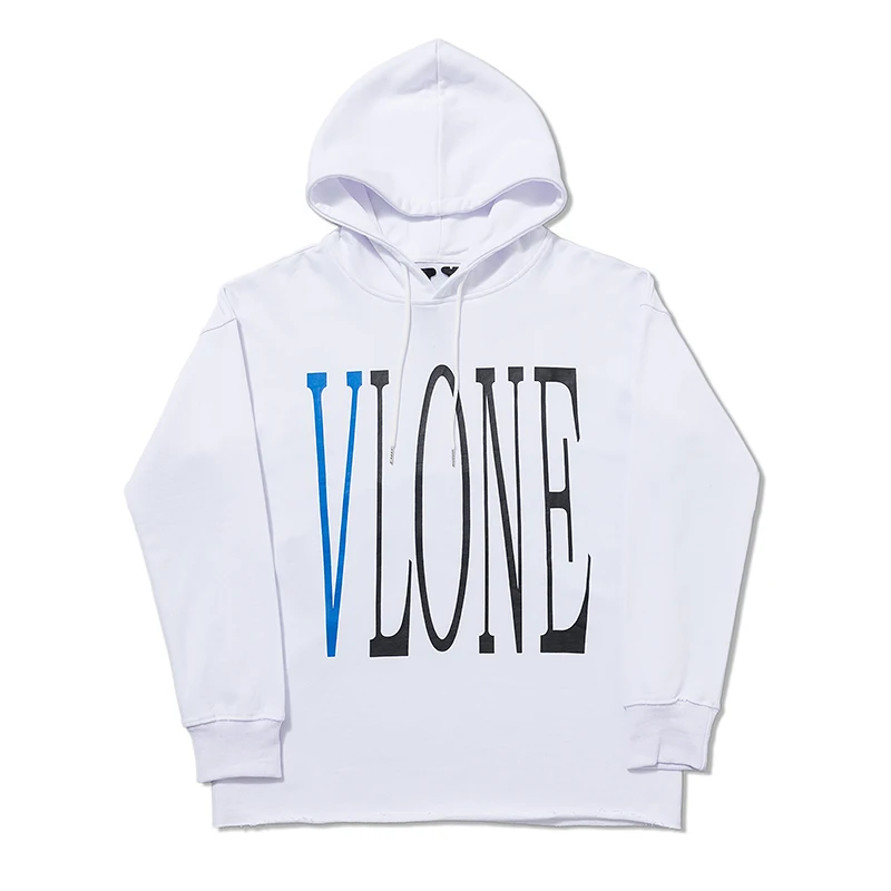 

Vlone Viper Big V Print Hoodie High Street Fashion Brand Destruction Hem Men's and Women's Loose Hooded Pullover Sweater Jacket