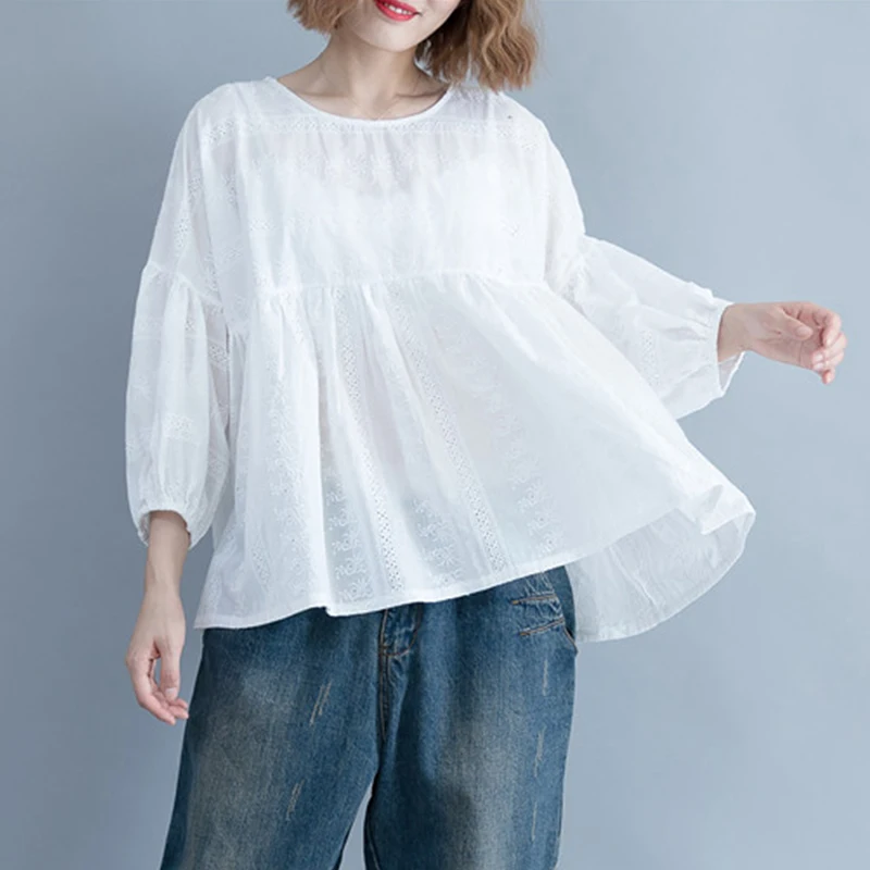 Весенне летняя однотонная свободная футболка из Добби с вырезом женские