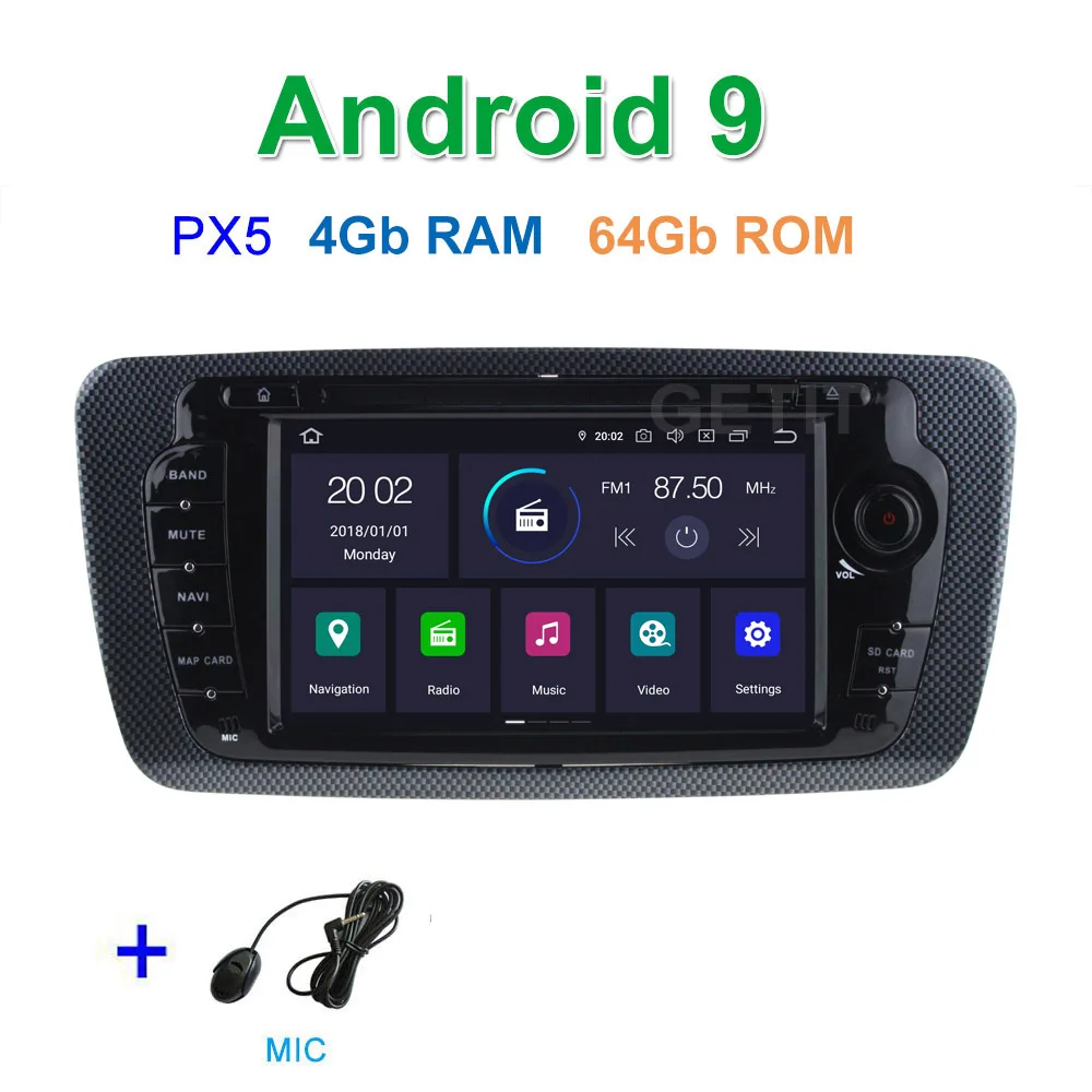 PX5 4G-RAM 64G-ROM DSP 64G PX6 Android 9 Автомобильный DVD стерео радиоплеер gps для сиденья Ibiza с WiFi BT видео - Цвет: PX5 4G-RAM 64G-ROM