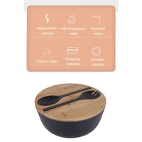 new creative bamboo fiber salad bowl with lid spoon fork servers set large deep soup food mixing container fruits vegetables