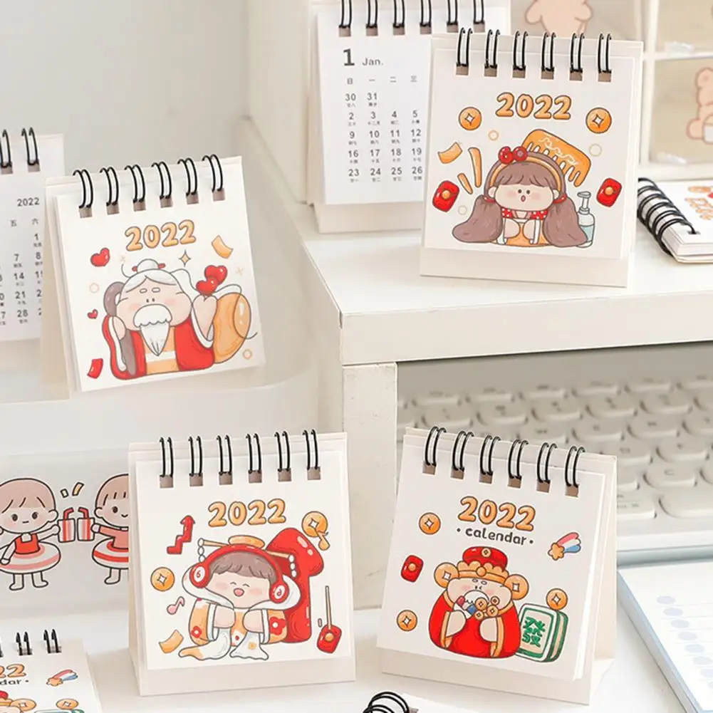

Kawaii Calendar 2022 Auspicious Desk Calendars Cartoon Desktop Daily Scheduler Table Planner Yearly Agenda Organizer