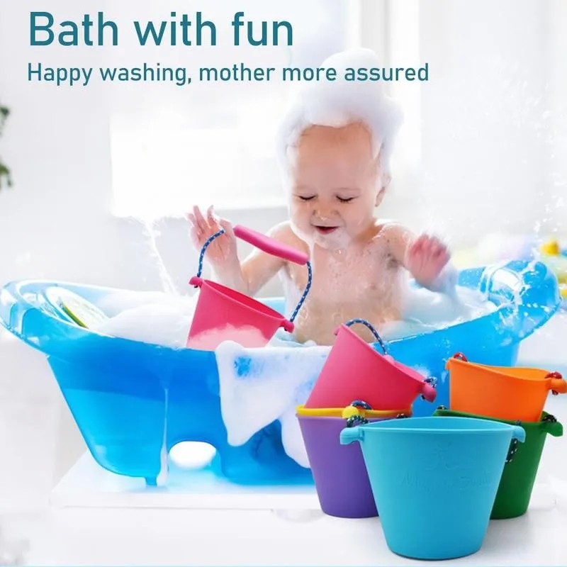 Barril plegable de silicona para la playa, juguete de ba&ntilde;o para ni&ntilde;os, juguete de agua, lavabo al aire libre-5