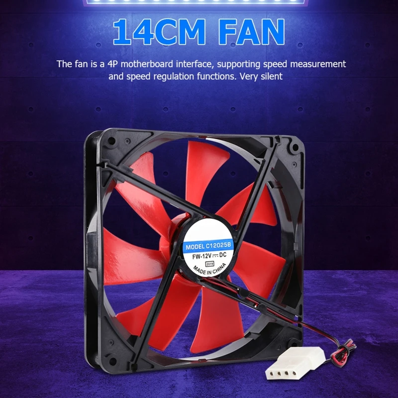 12V 4 Pin 140mm DC Silent CPU Cooling Fan High Airflow 2300RPM Speed Adjustable Computer Cooler Quiet for PC Chassis Radiating | Компьютеры