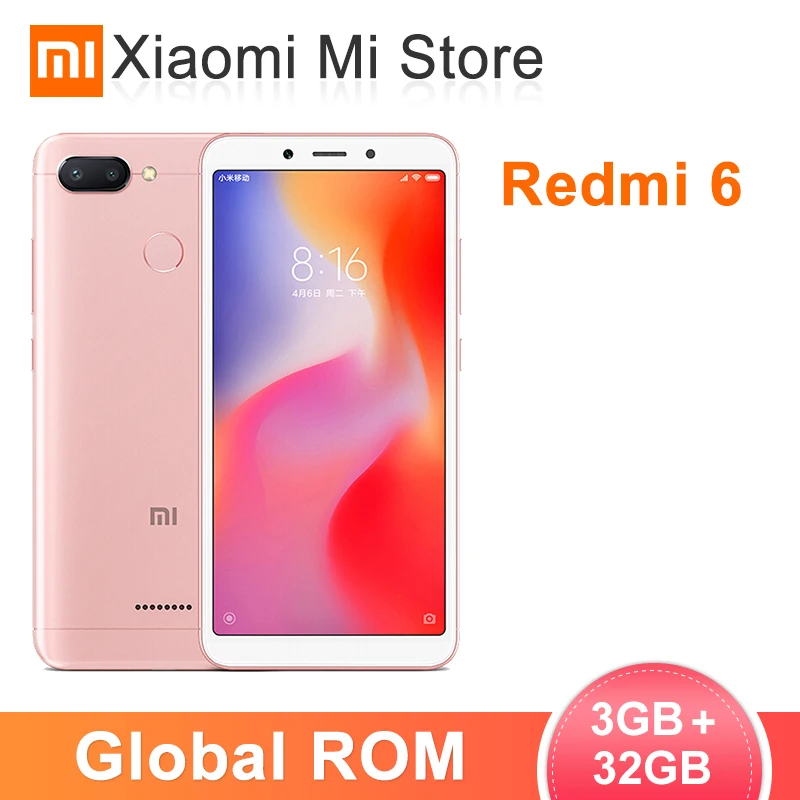 Xiaomi Redmi 6 с глобальной прошивкой 3 ГБ ОЗУ 32 Гб ПЗУ смартфон Helio P22 четыре ядра камера
