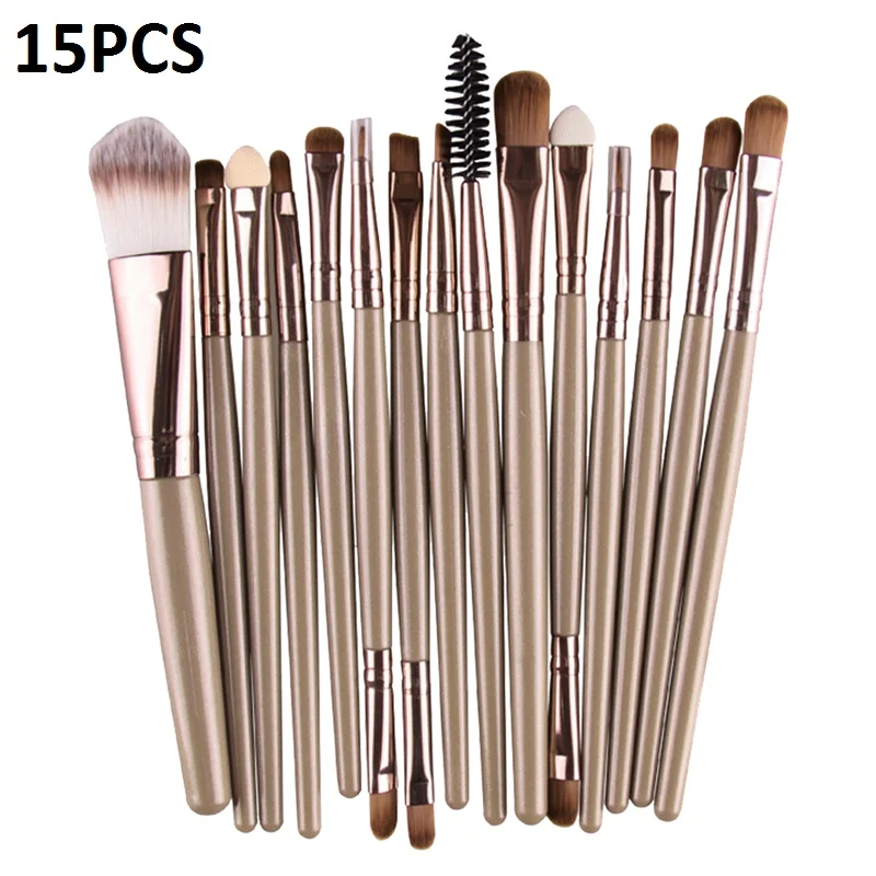 15pcs 15/20 шт. набор кистей для макияжа, инструменты для макияжа, косметический набор, набор для макияжа с деревянными ручками, брендовый набор кистей для макияжа Pincel Maleta De Maquiagem профессиональный - Handle Color: 15pcs