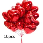 Воздушные шары 18 дюймов, фольгированные надувные шары в форме сердца, розового золота, красного, белого, зеленого, синего, фиолетового, розового цветов, для свадьбы, дня рождения, 10 шт.