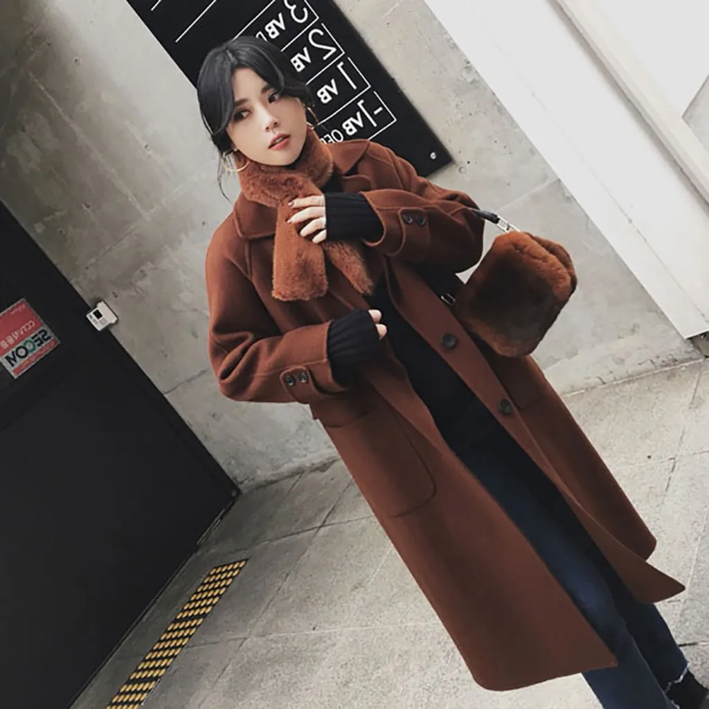 Женский кардиган с карманами SAGACE свободный однотонный длинный шерстяной