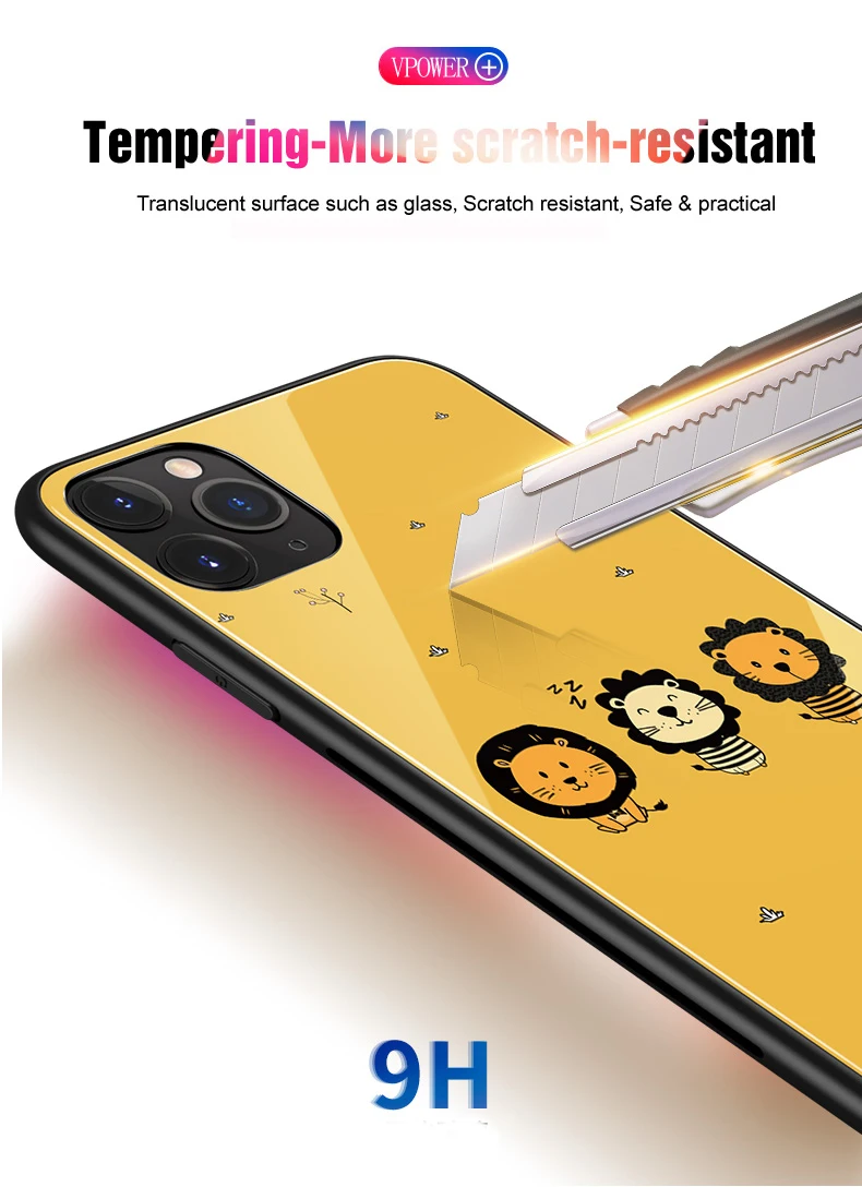 Для iphone 11 pro max 6,5 6,1 чехлы из закаленного стекла защитные чехлы для телефона с милым животным котом для iphone 11 pro стеклянная оболочка Крышка