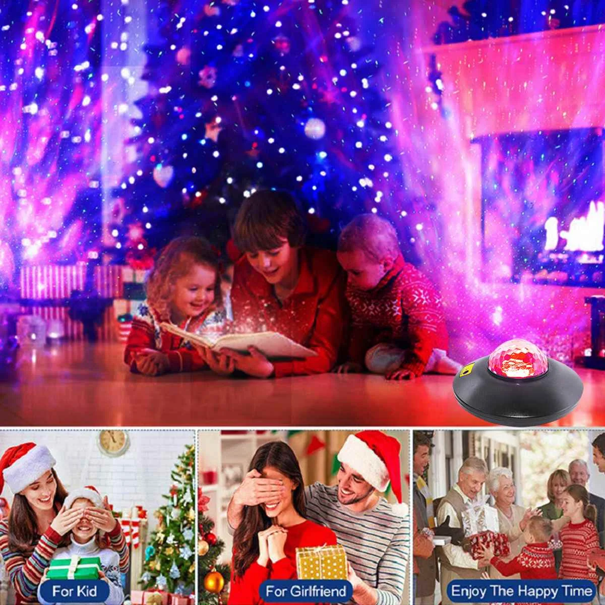 

Colorful Starry Sky Projector Night Light Ocean Wave Projection Lamp with Remote Control bluetooth Music Speaker Christmas Gift