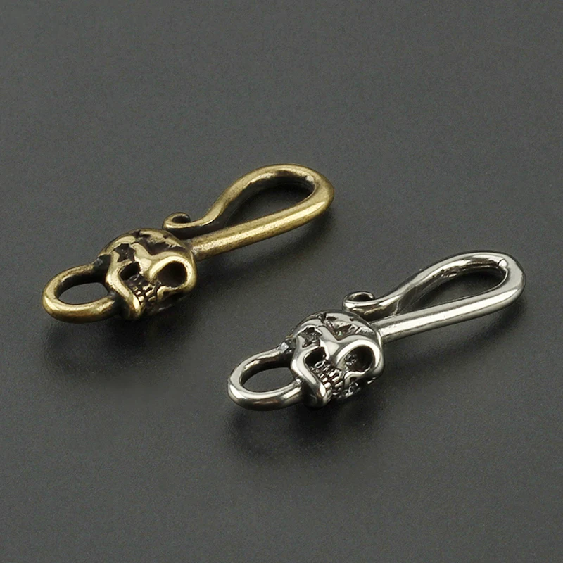 Винтажный латунный брелок в виде черепа стиле панк U-Образный Крючок для ключей