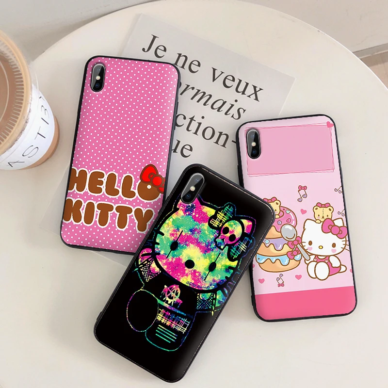 Милый hello cat Мягкий чехол из ТПУ для Apple iPhone X XR XS MAX 5 5S 5C SE 6 S 7 8 Plus ipod touch силиконовый |