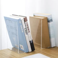 1pc transparent acrylic bookend stand bookshelf desktop decorative storage rack non skid multipurpose practical bookend for book
