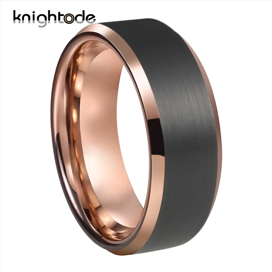 2 Цвет кольцо из розового золота обручальное вольфрама черная матовая