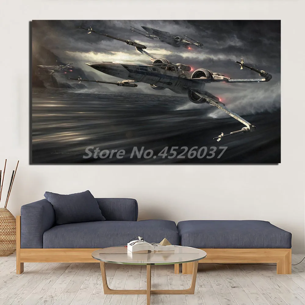 Настенная картина X Wing Starfighter Over Ocean художественный фильм печать на холсте