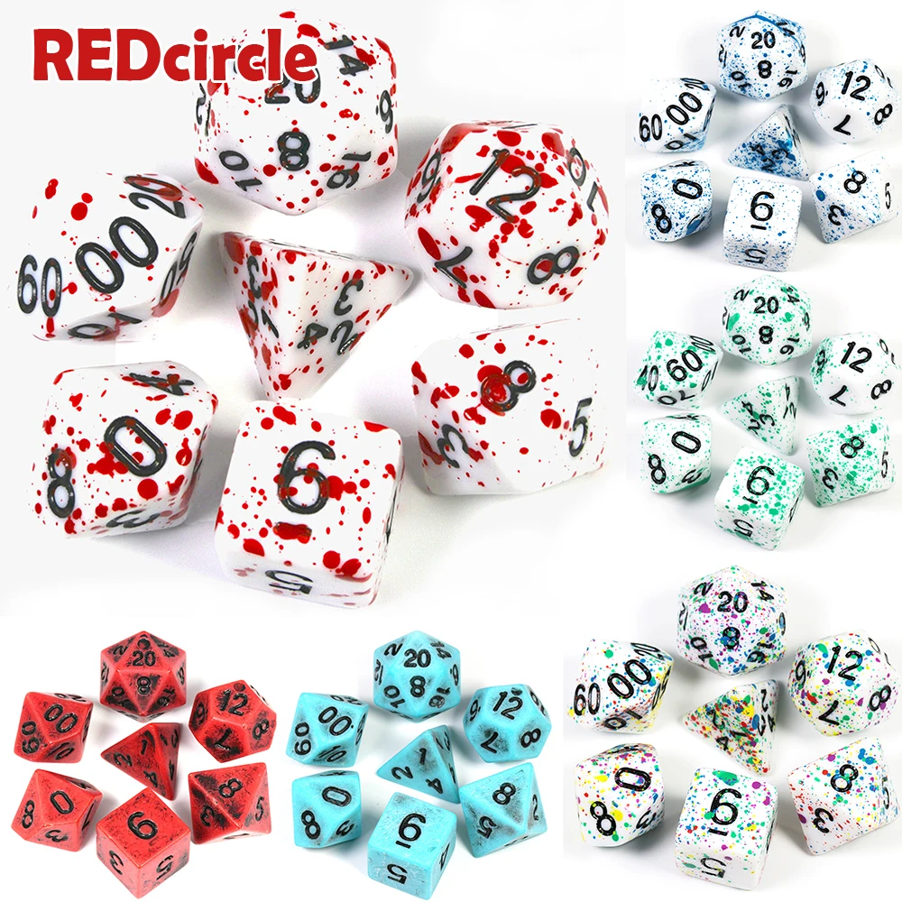 7 шт./компл. многогранные игральные кости с сумкой игры TRPG для на доску под глаза DnD
