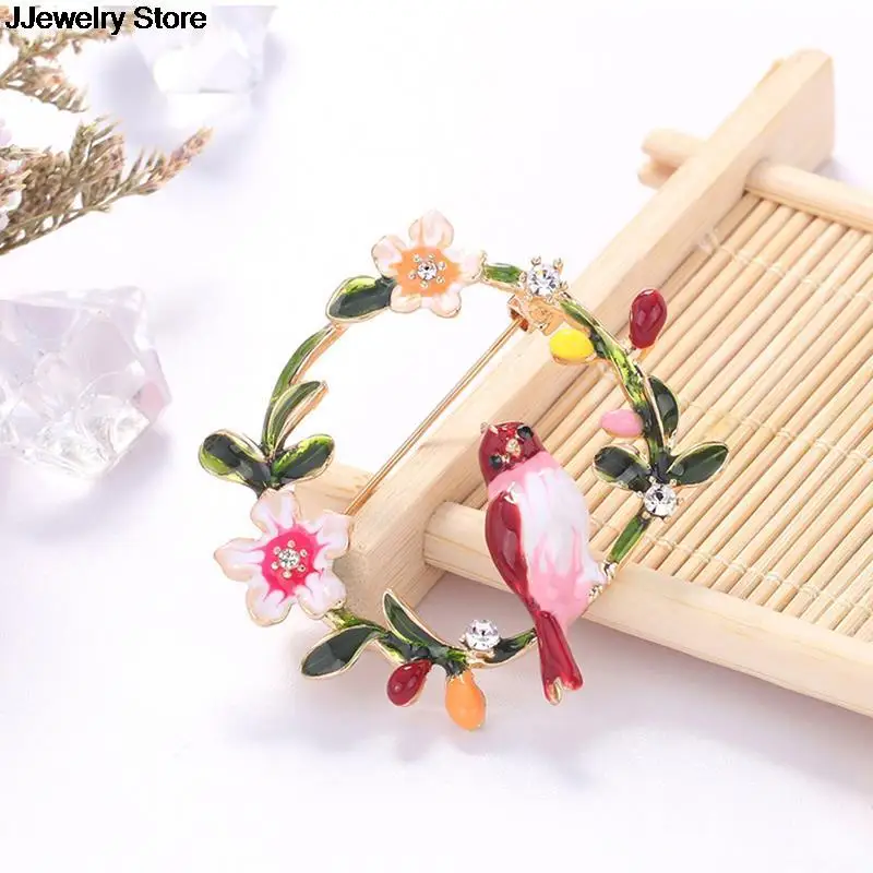 1pc Fashion Animal Bird Wreath Brooch Enamel Flower Lapel Pin And Brooches Buckle 4.6*4.1 Cm | Украшения и аксессуары