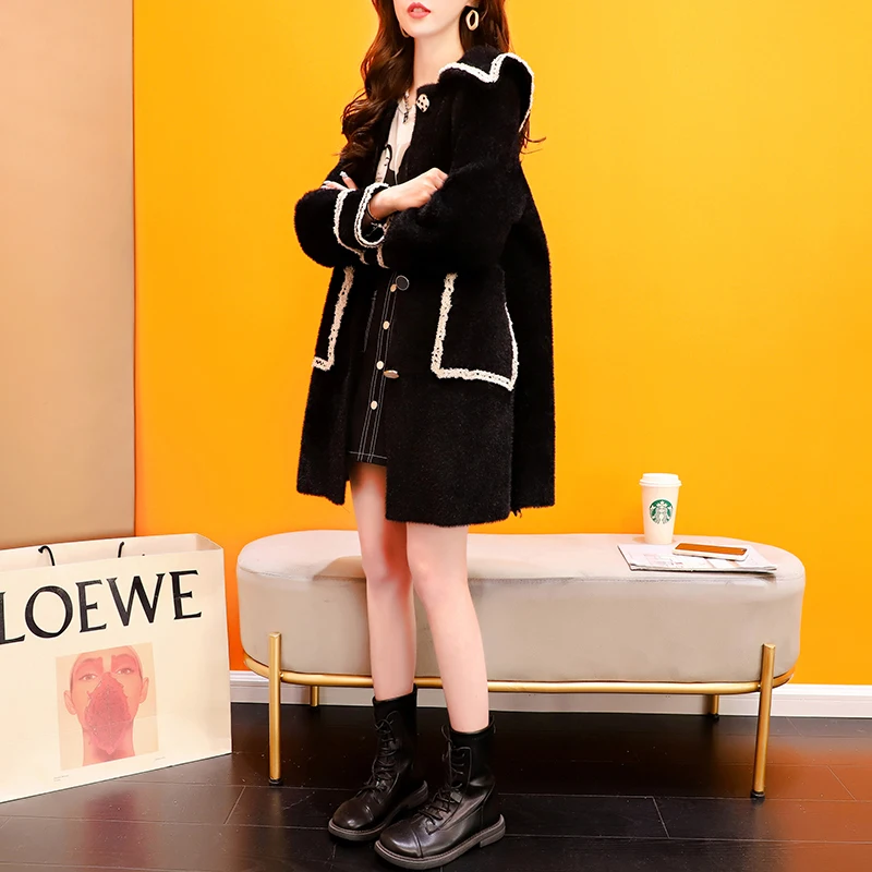

Early autumn imitation mink coat women's 2021 new loose and fairy foreign style versatile sweater cardigan