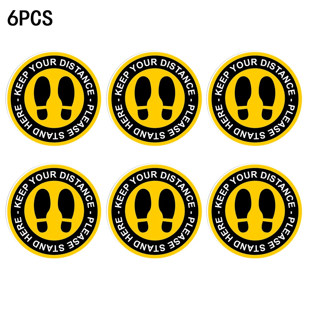 

3/6PCS Floor Stickers Shop Keep Your Distance Stand Here 25cm Round PVC Hot Sale