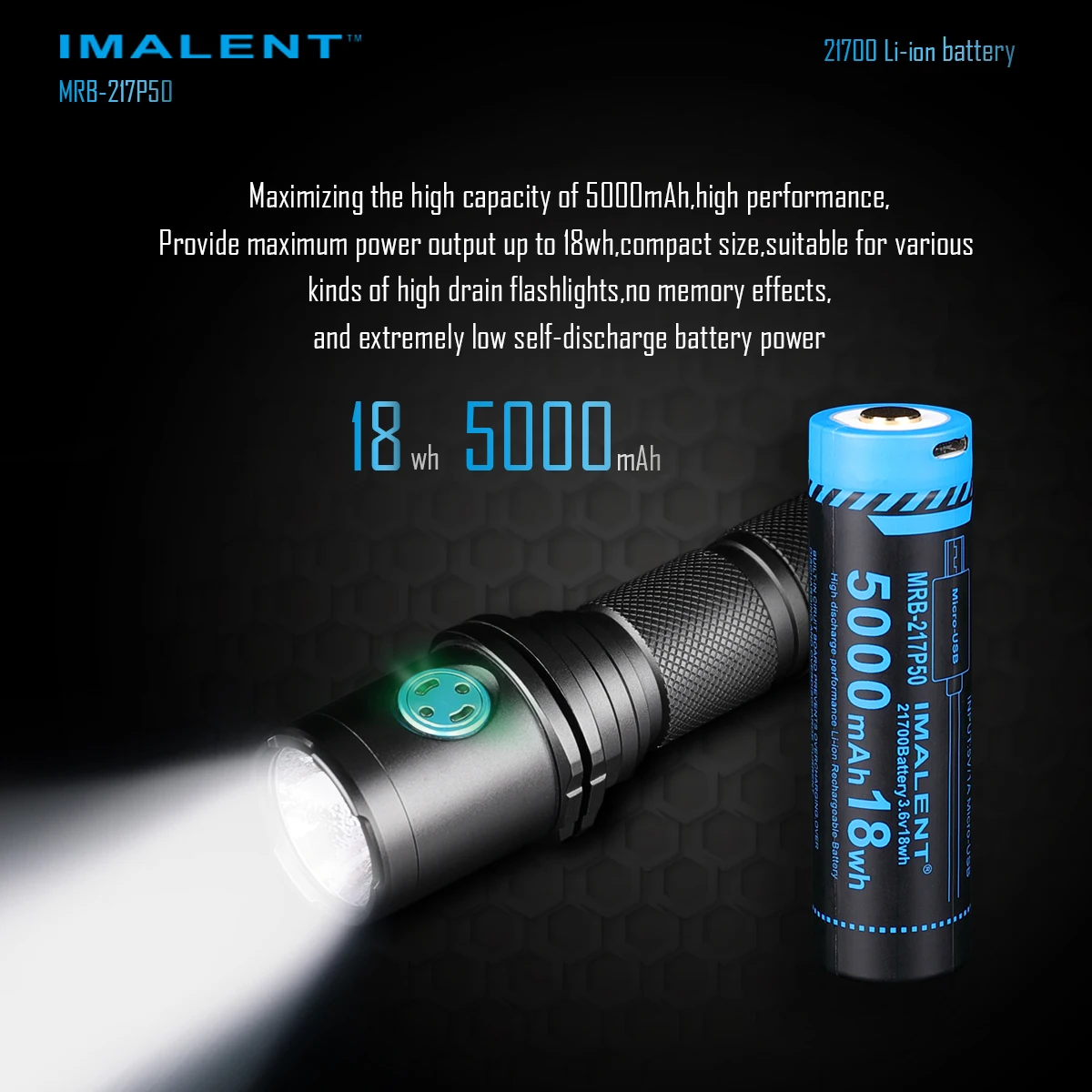 IMALENT Оригинальная литий-ионная батарея 3 6 V перезаряжаемая 21700 5000mAH Аксессуары для