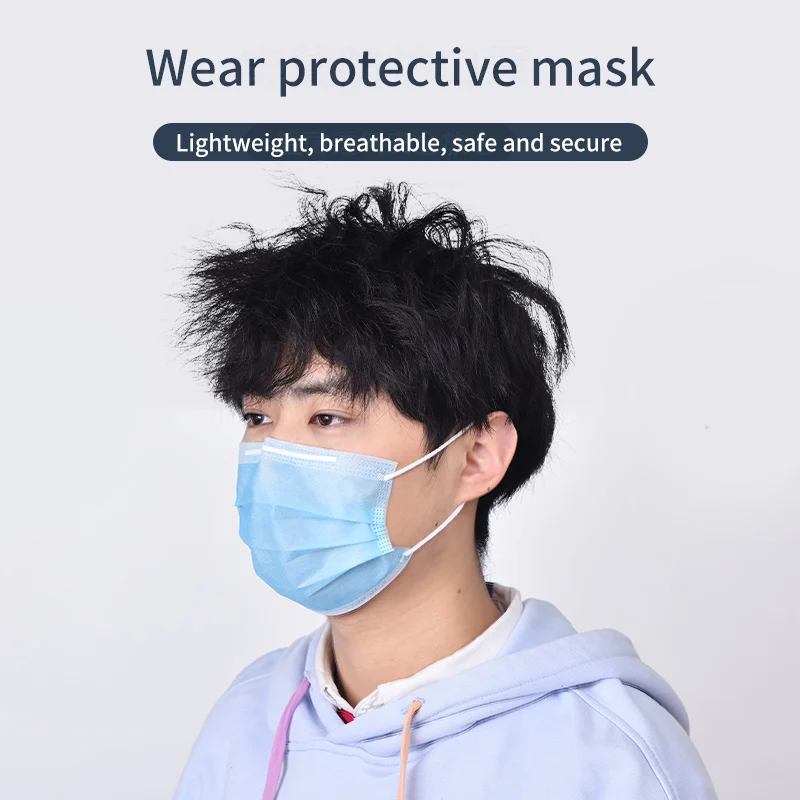 Breathable Disposable Non-Woven Mask Three-layer Filter Unisex Anti-dust Mouth Nose Ear Hanging Safe proof face mouth mask | Аксессуары
