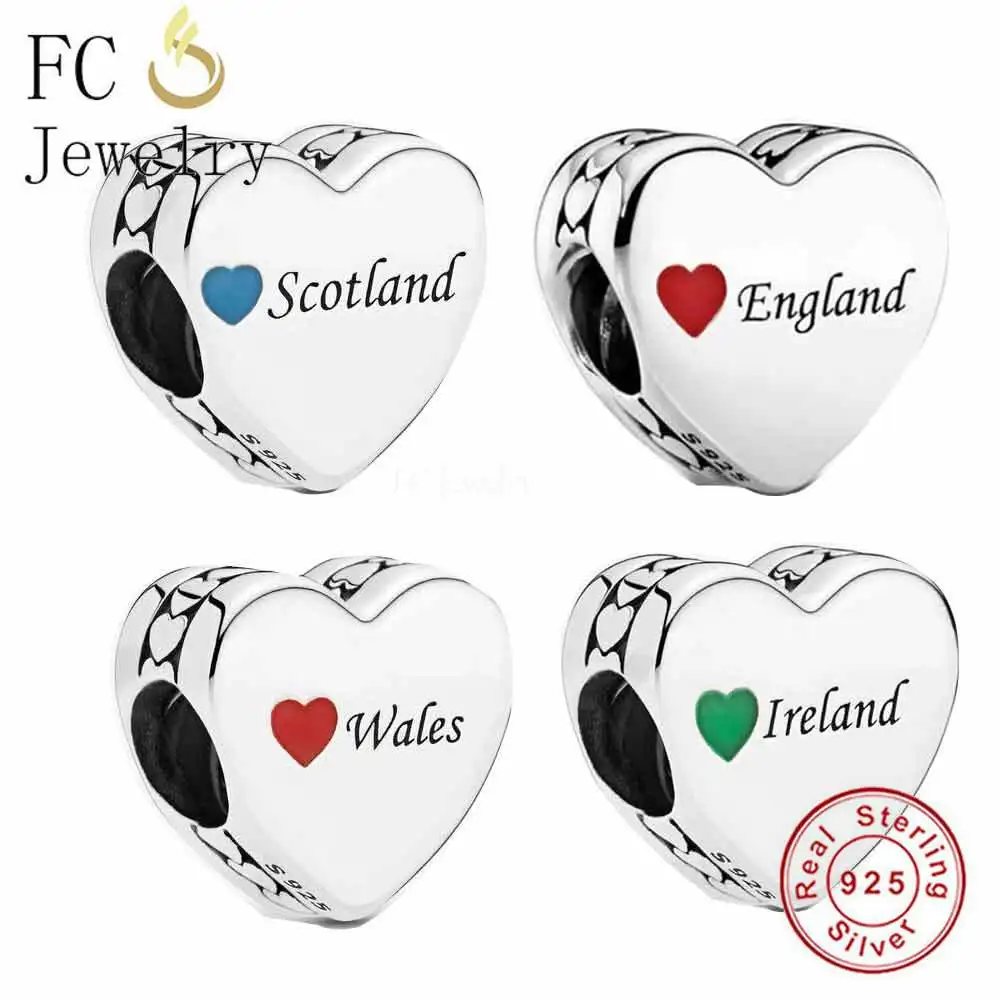 

FC Jewelry Fit Original Pan Charms Bracelet 925 Silver England Iceland Wales Scotland Bead For Making Women Berloque 2022 New