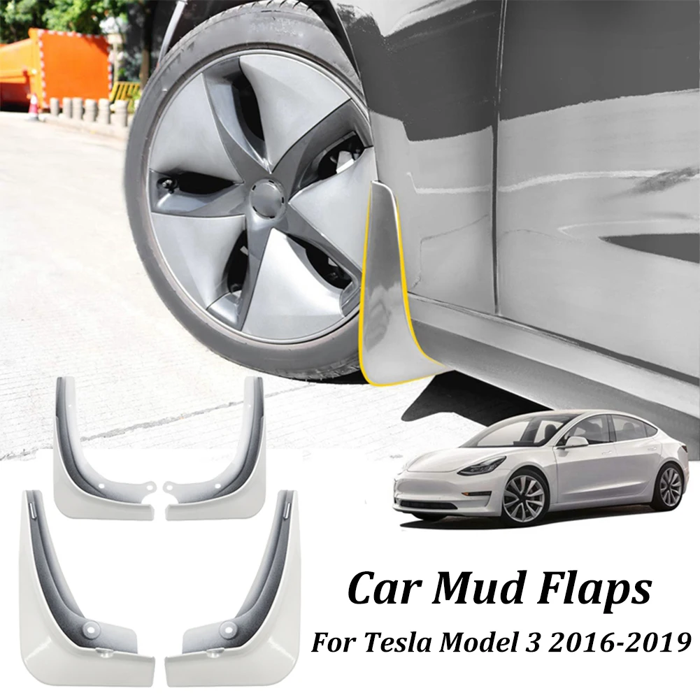 4 шт. Брызговики для автомобиля брызговики белые Tesla Model 3 2016 2019 грязные ловушки