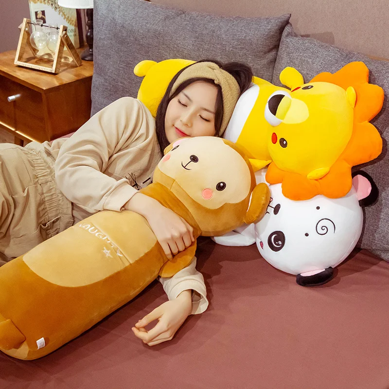 

Мультяшные животные, длинная подушка, мягкая набивная Подушка для сна, плюшевые игрушки в виде льва, кролика, диванная подушка, детские мягк...